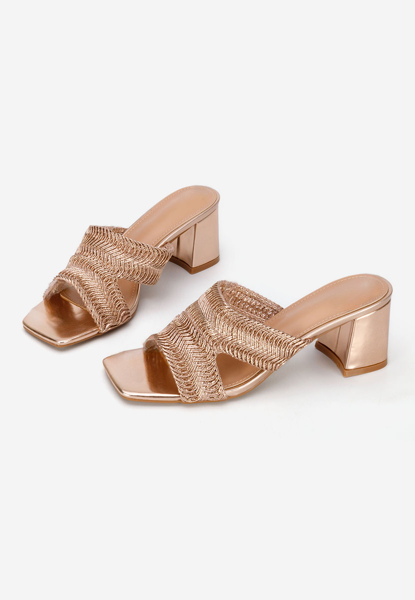 Mules με χοντρο τακουνι Nely champagne