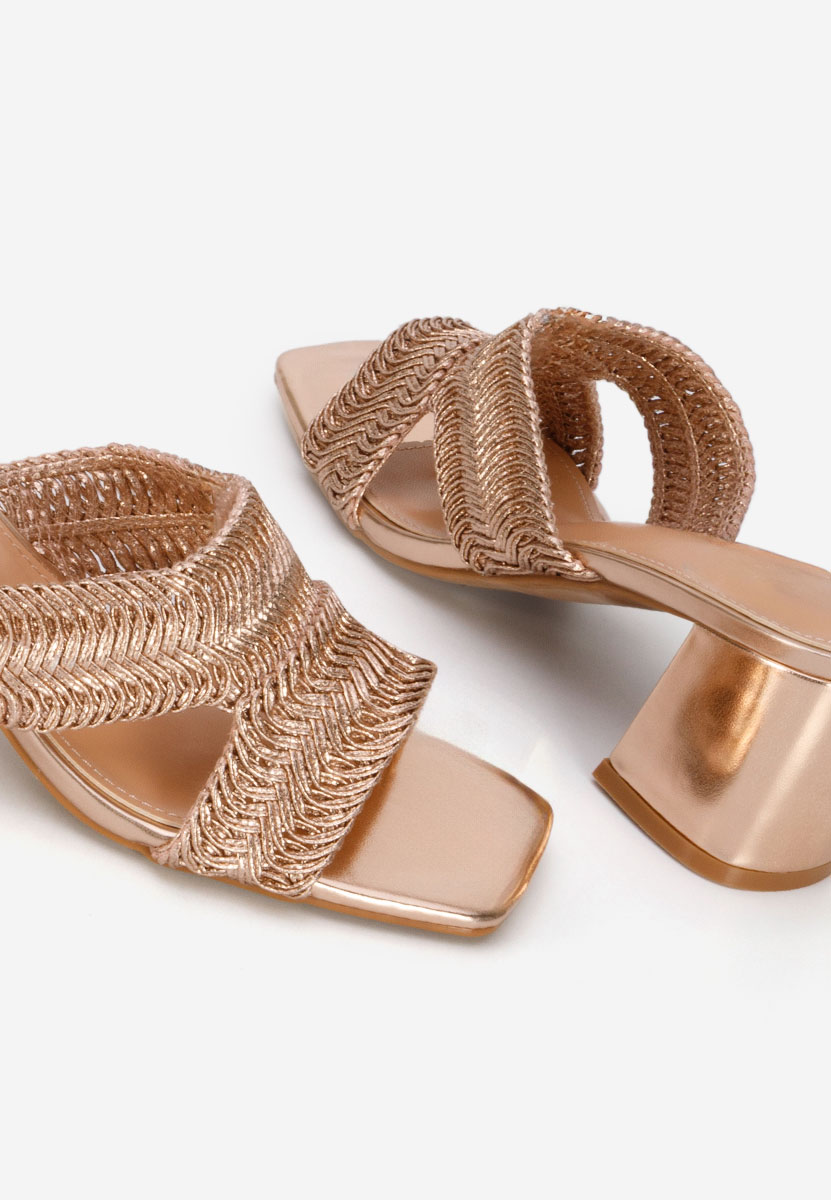 Mules με χοντρο τακουνι Nely champagne