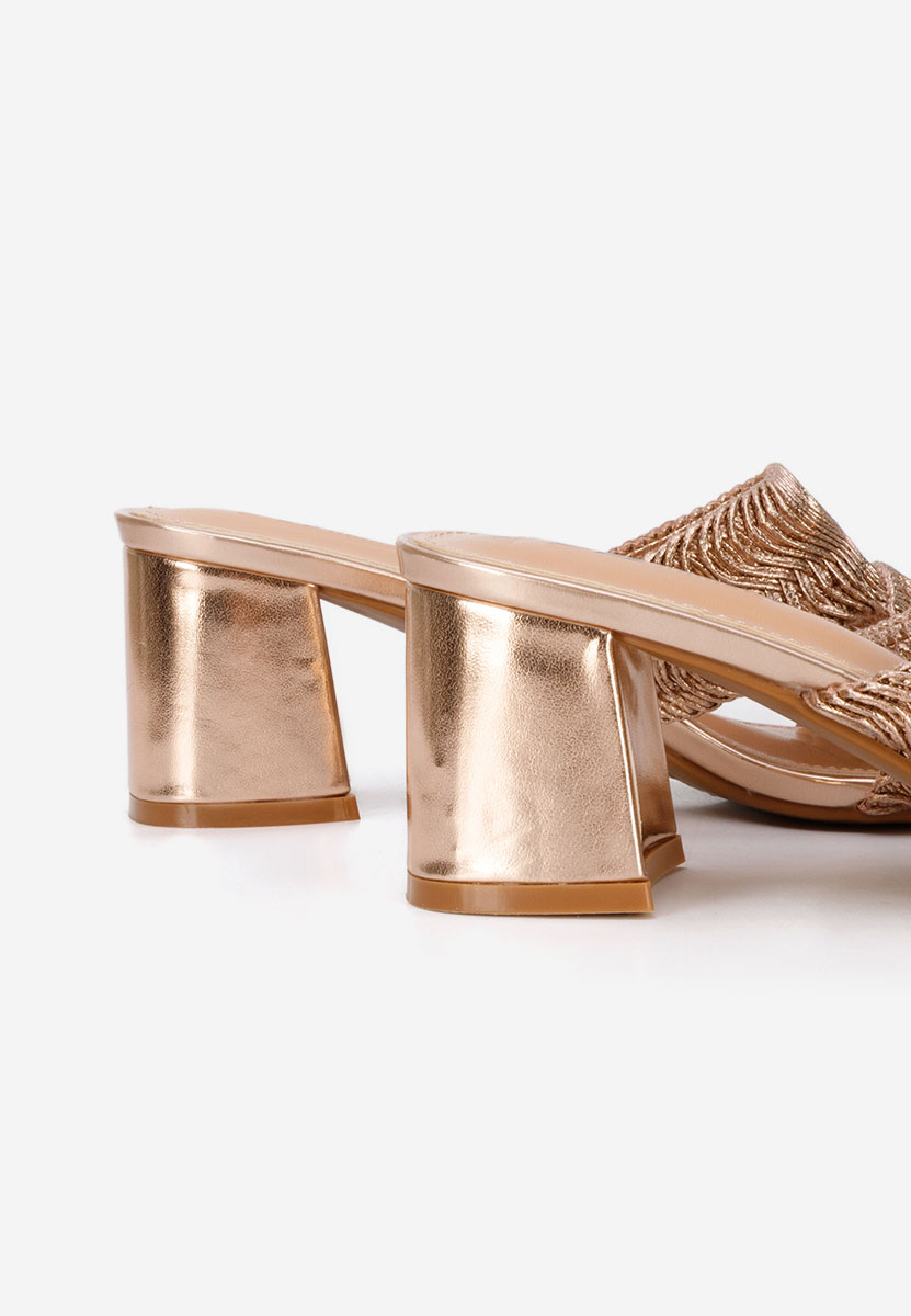 Mules με χοντρο τακουνι Nely champagne