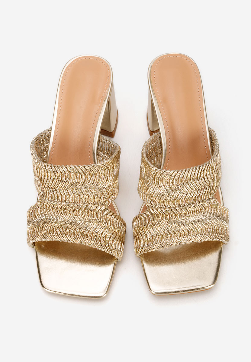 Mules με χοντρο τακουνι Nely χρυσο