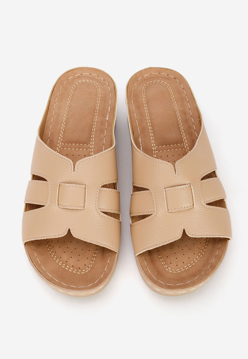 Παντόφλες με πλατφόρμα Marhta μπεζ