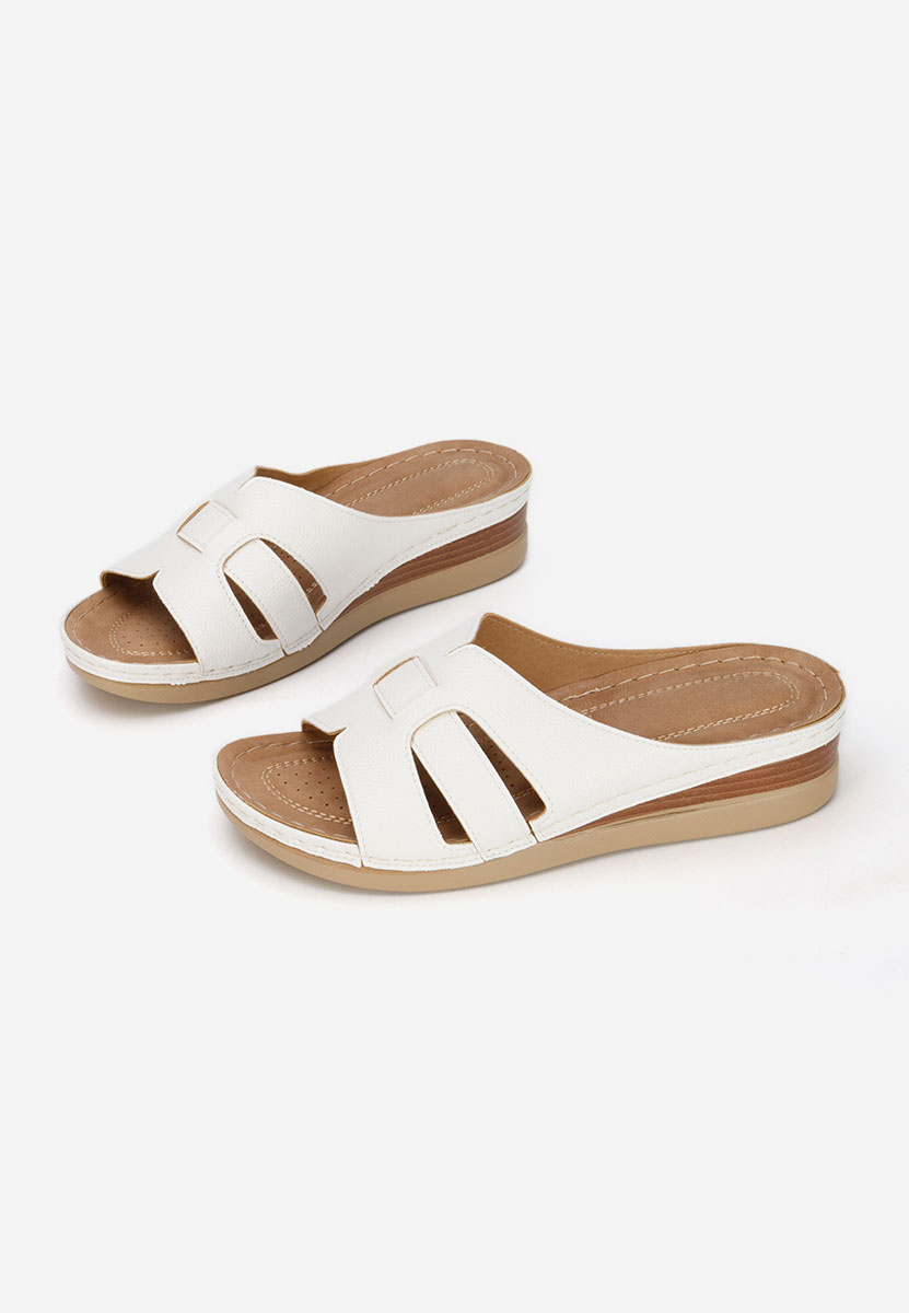 Παντόφλες με πλατφόρμα Marhta λευκά