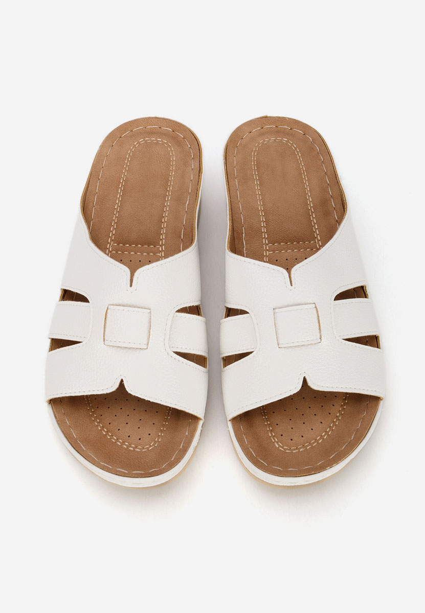 Παντόφλες με πλατφόρμα Marhta λευκά