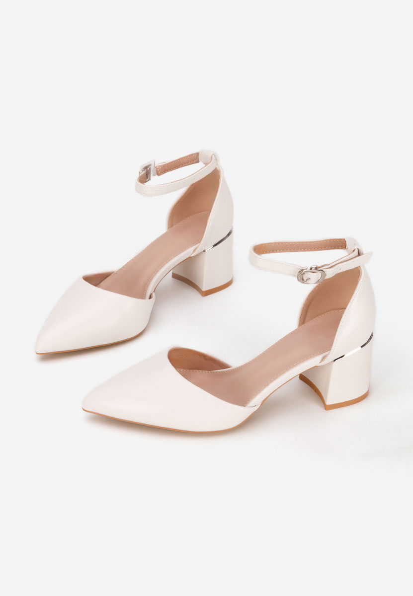 Γόβες με μπαρέτα Alecsia λευκά