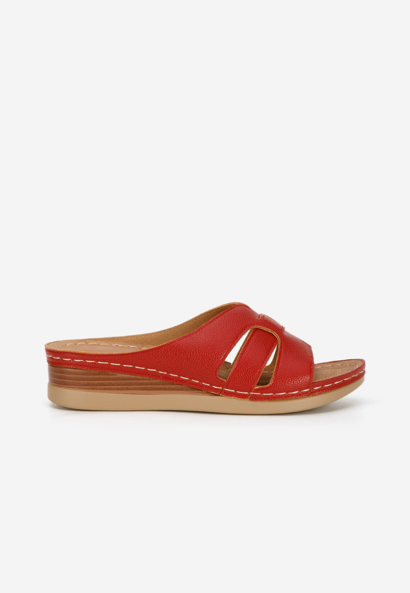 Παντόφλες με πλατφόρμα Marhta κοκκινο