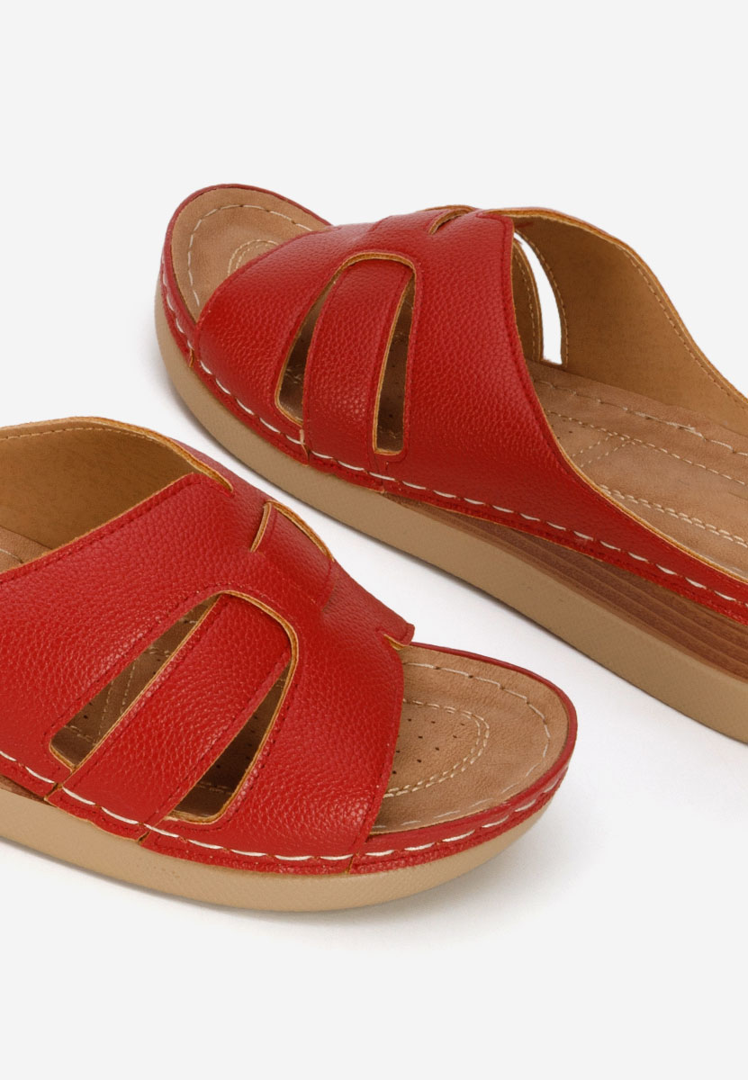 Παντόφλες με πλατφόρμα Marhta κοκκινο