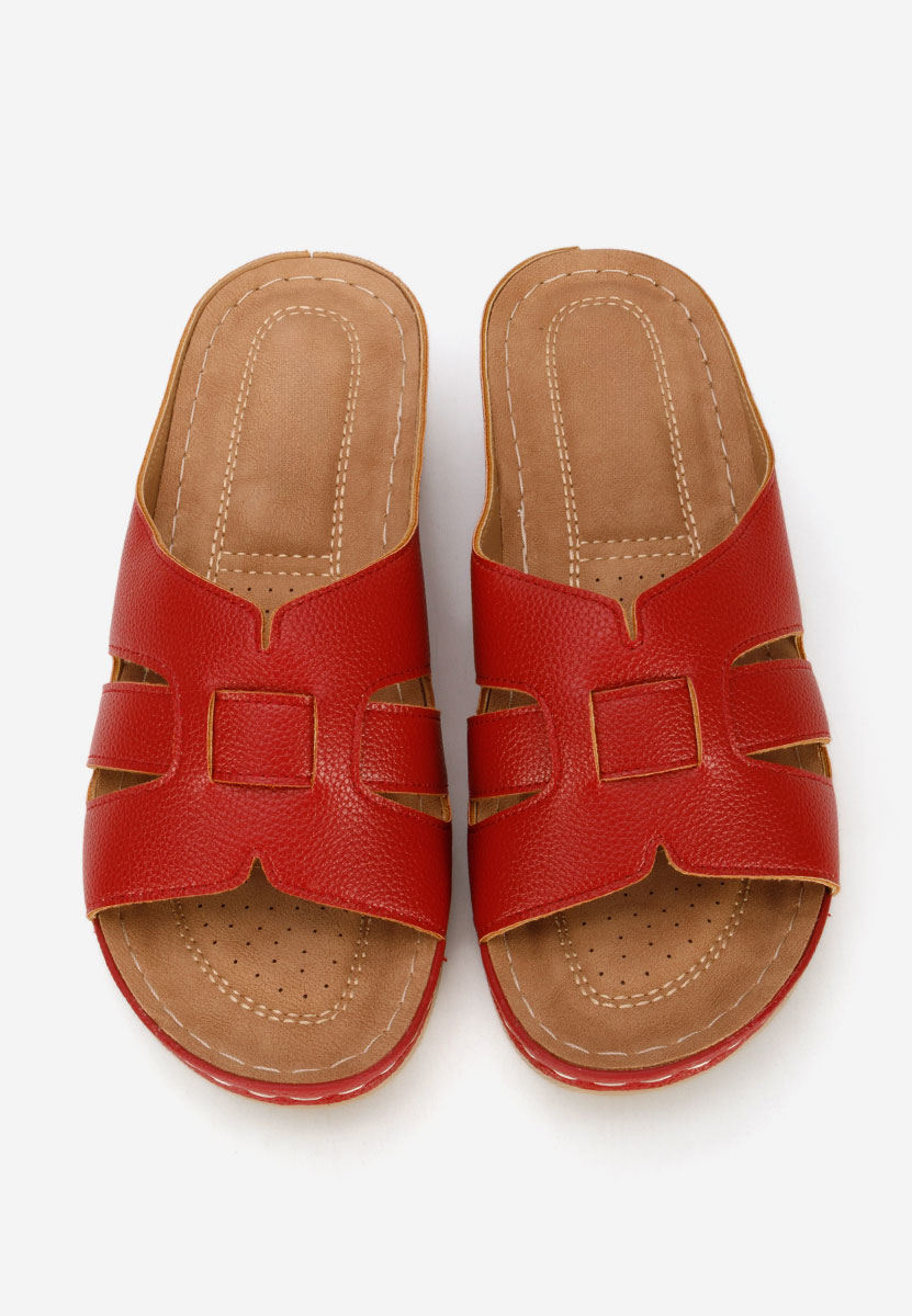 Παντόφλες με πλατφόρμα Marhta κοκκινο