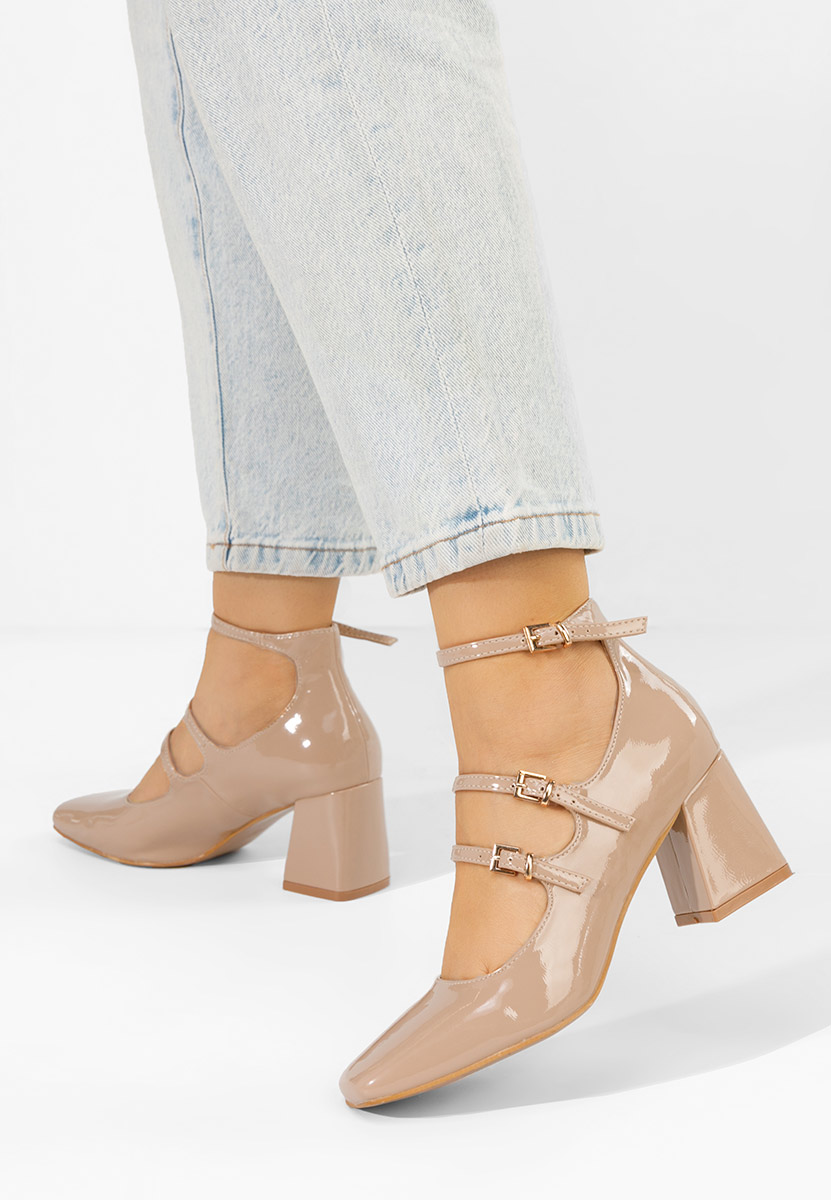 Γόβες λουστρίνι Renelia μπεζ