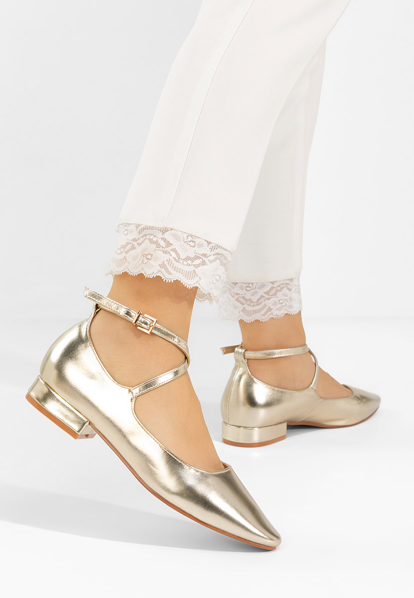 Γόβες με χαμηλό τακούνι Hurania χρυσο