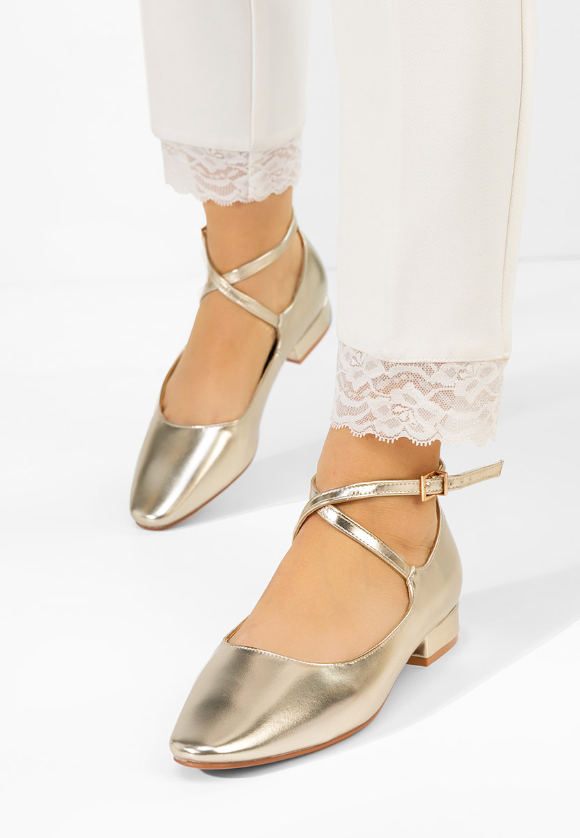 Γόβες με χαμηλό τακούνι Hurania χρυσο