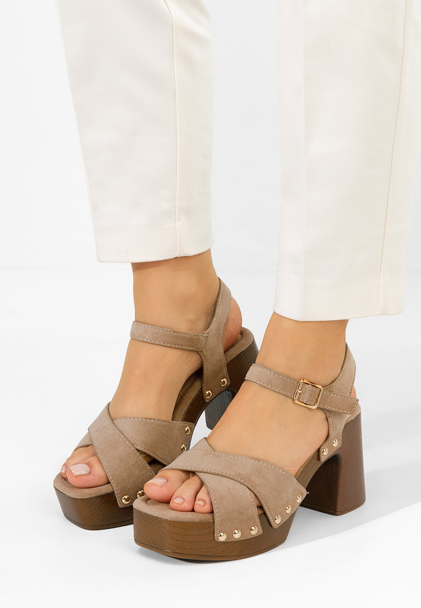 Πέδιλα με χοντρο τακουνι Radiana χακι