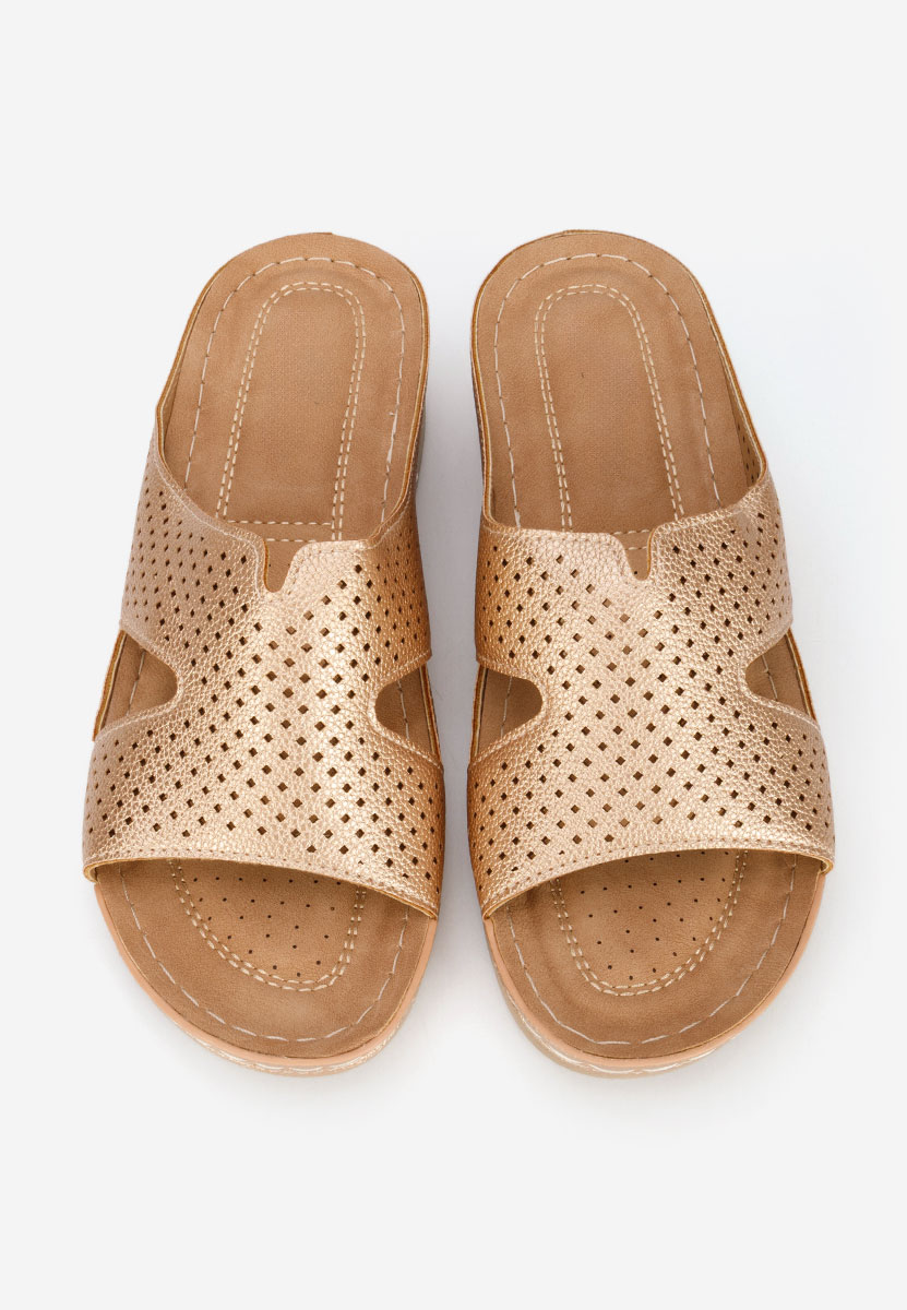 Παντόφλες με πλατφόρμα Hermana champagne