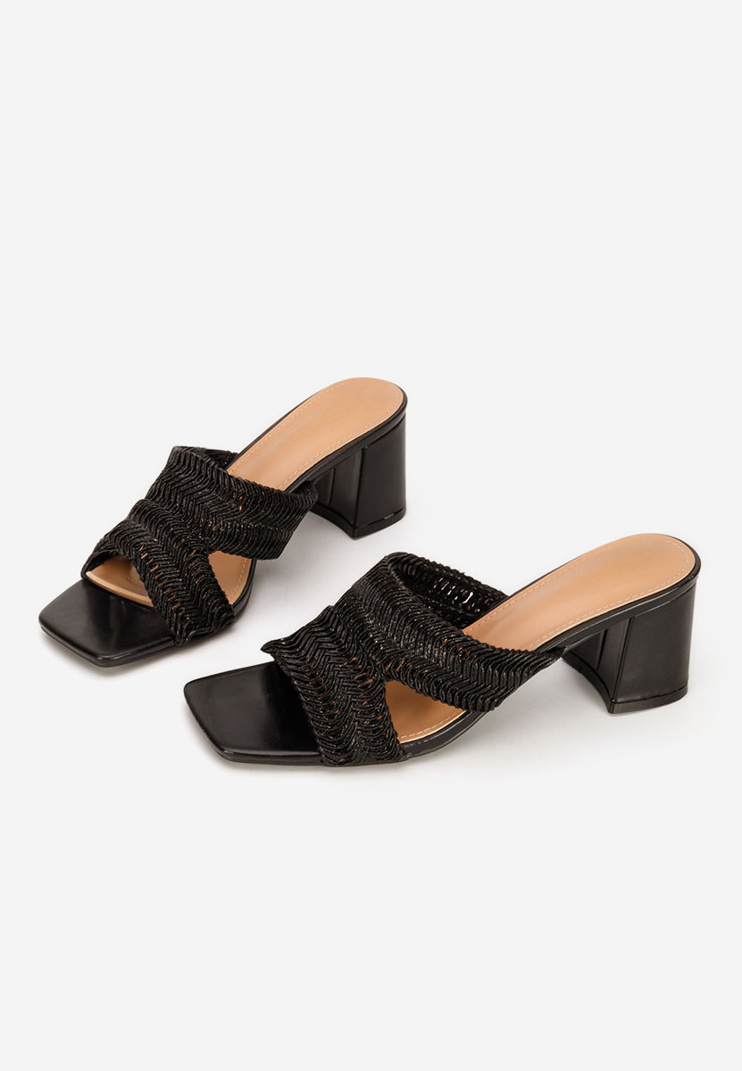 Mules με χοντρο τακουνι Nely μαύρα