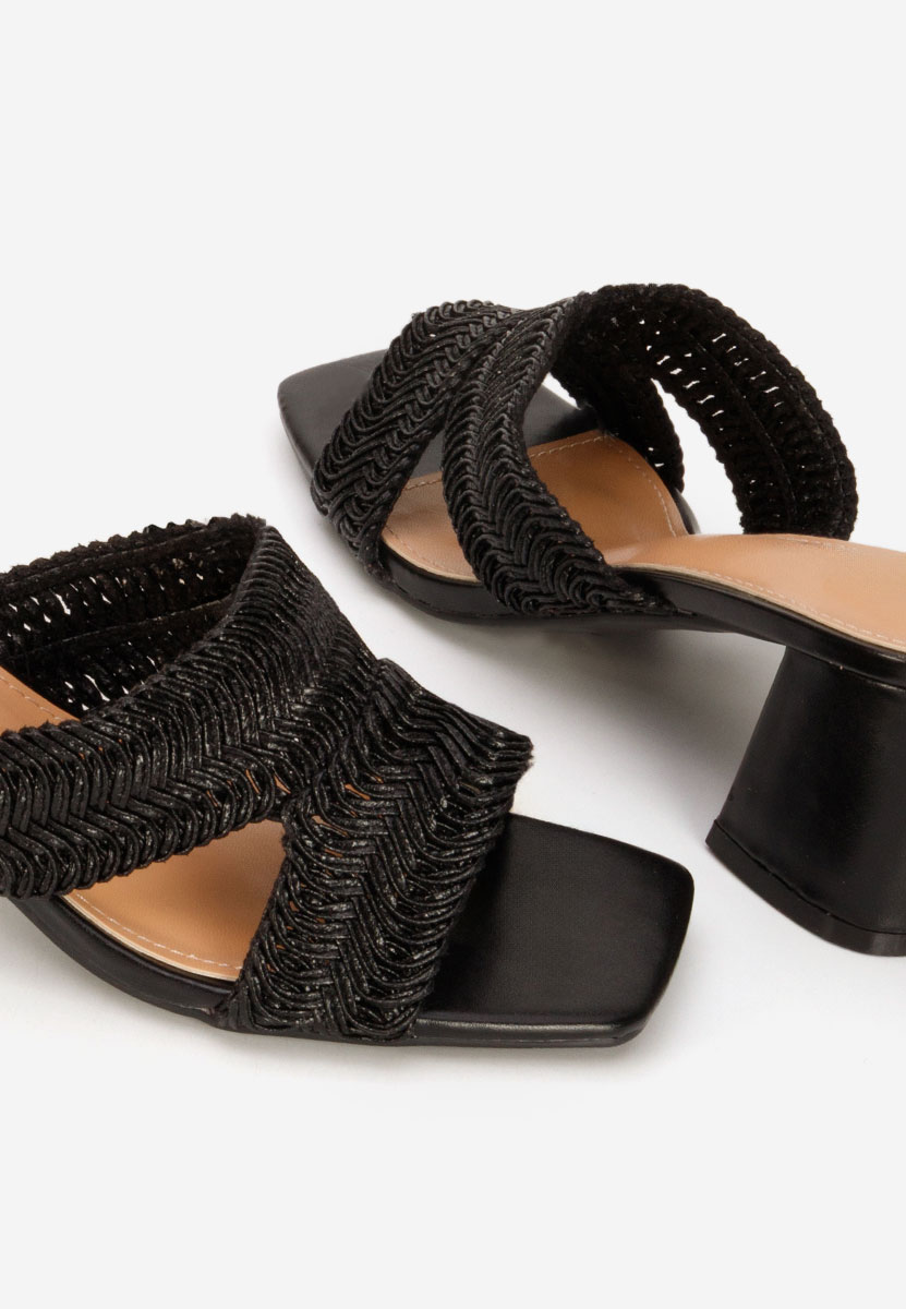 Mules με χοντρο τακουνι Nely μαύρα