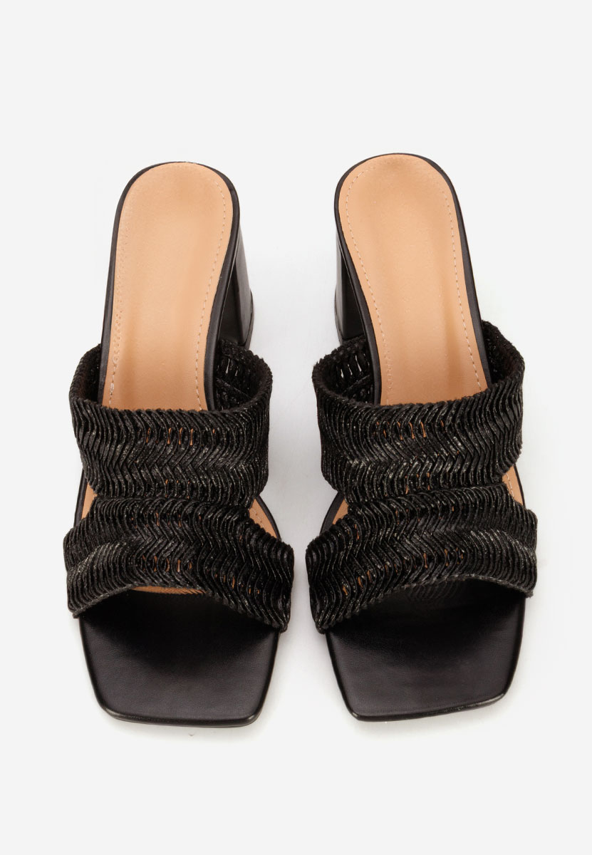 Mules με χοντρο τακουνι Nely μαύρα