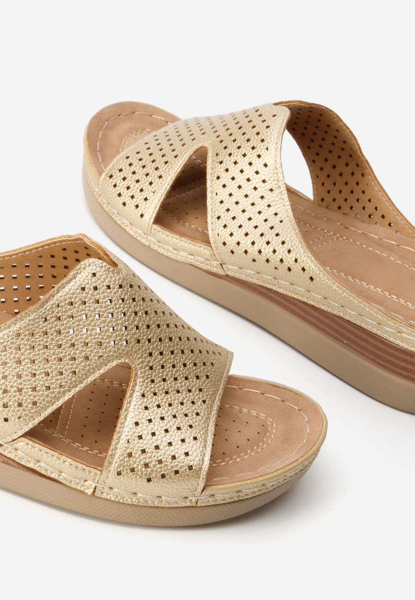 Παντόφλες με πλατφόρμα Hermana χρυσο