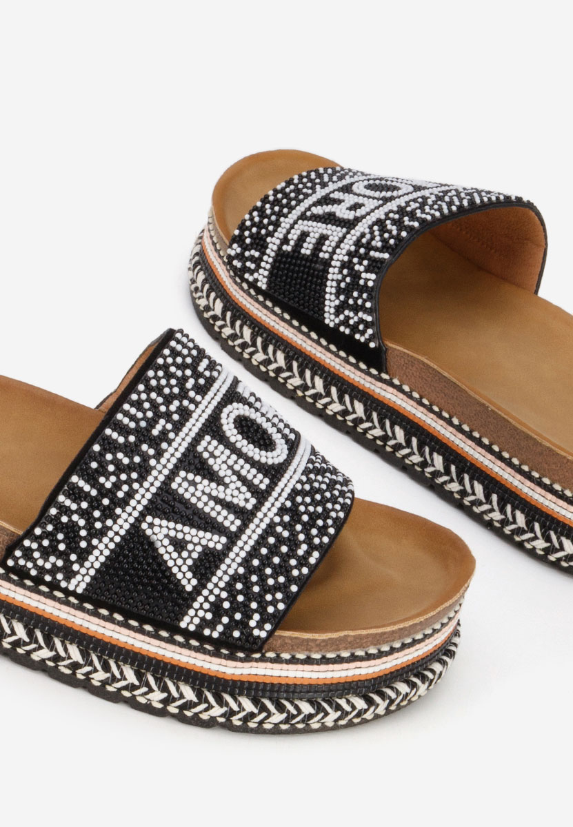 Παντόφλες με πλατφόρμα Alezia μαύρα