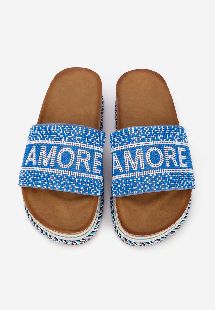 Παντόφλες με πλατφόρμα Alezia μπλε