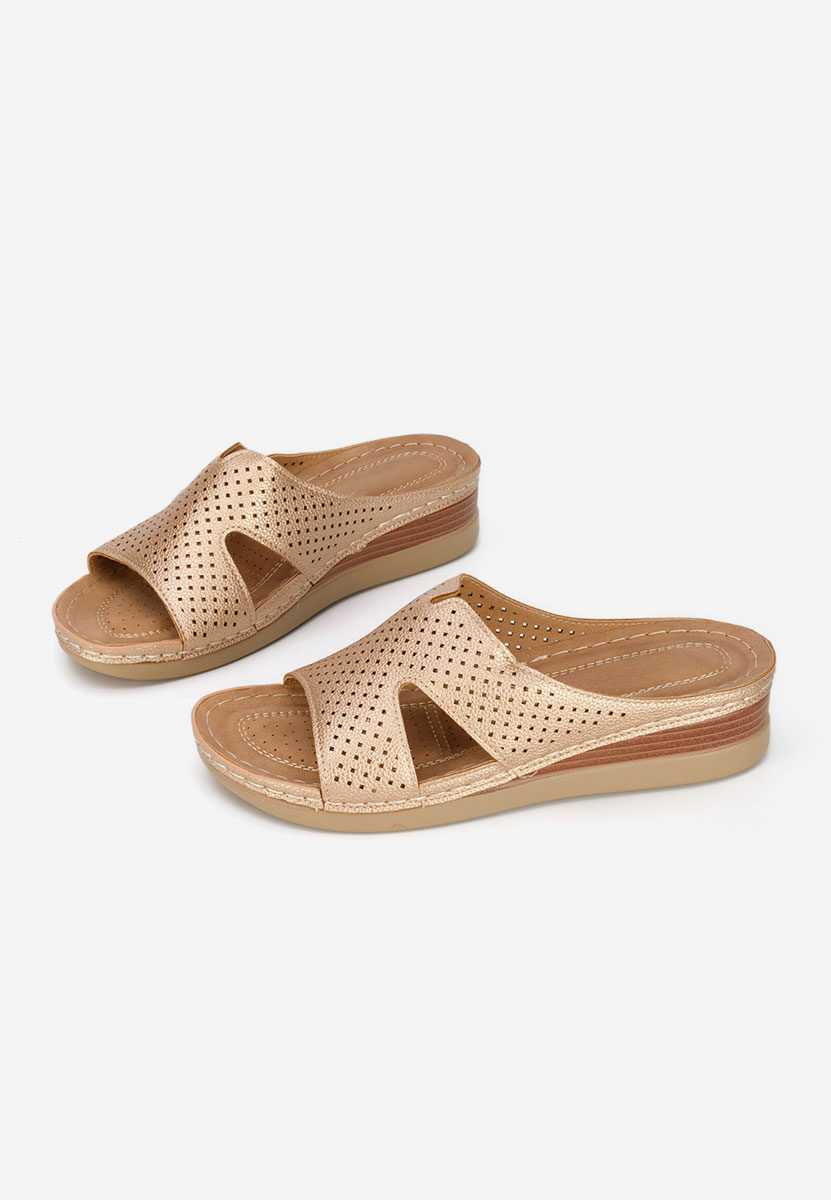 Παντόφλες με πλατφόρμα Hermana champagne