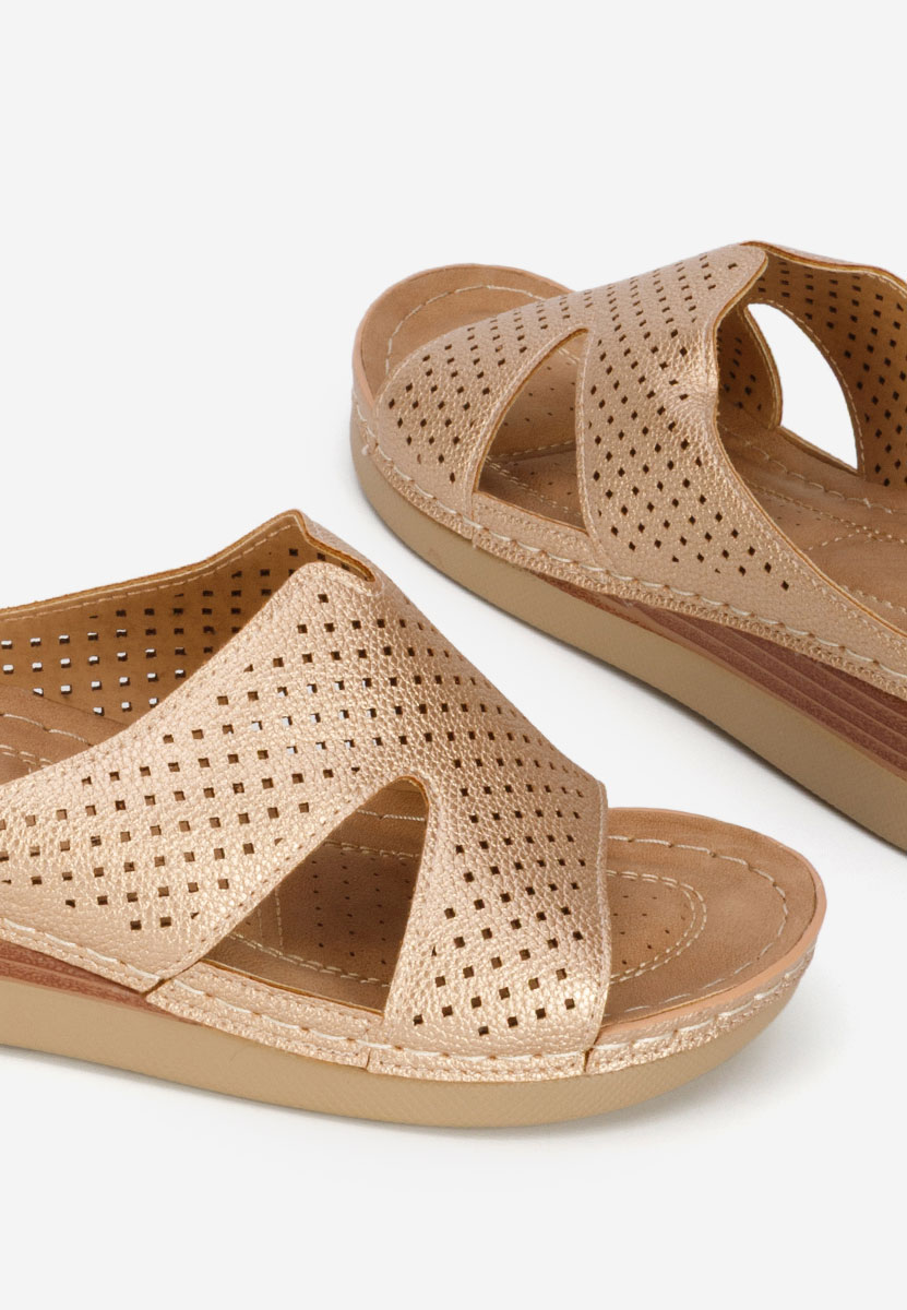 Παντόφλες με πλατφόρμα Hermana champagne