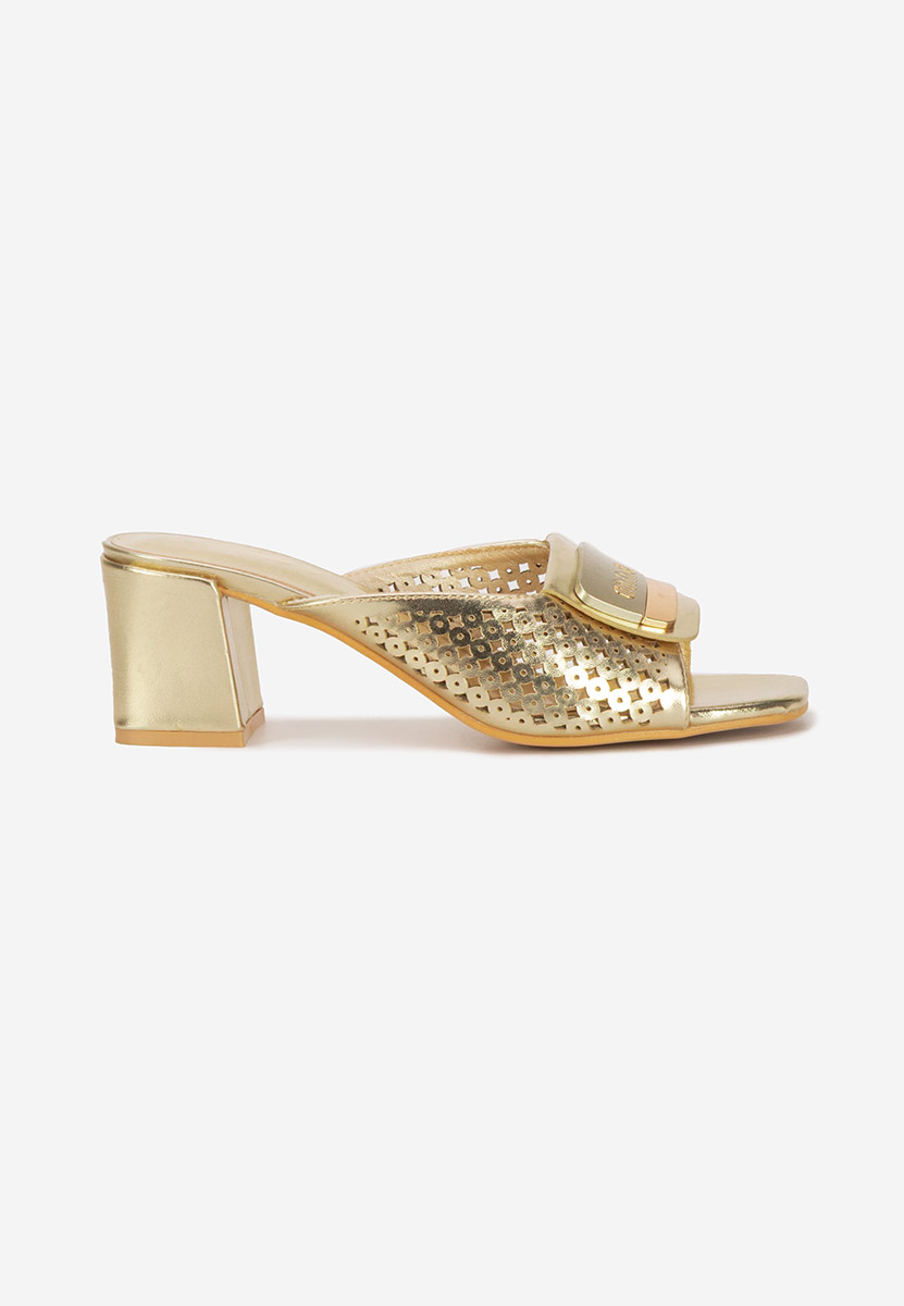 Mules με χοντρο τακουνι Carmenia χρυσο