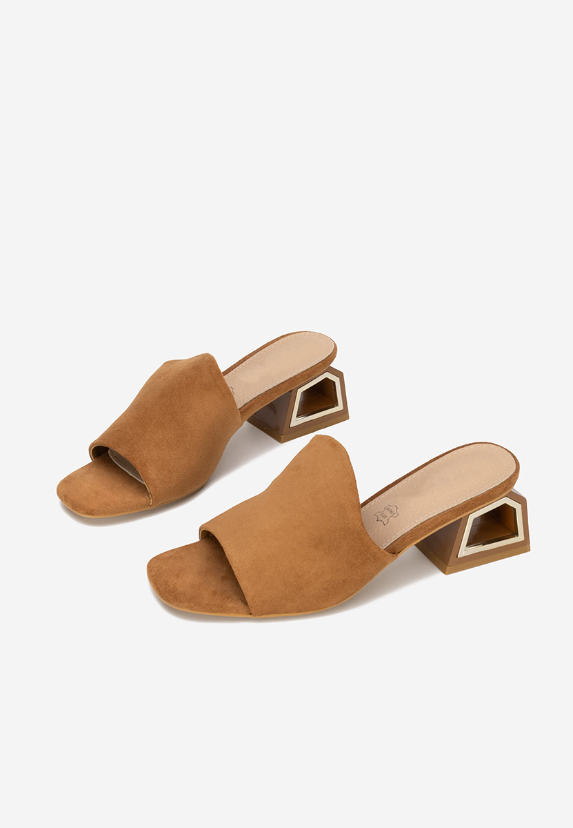 Mules με χοντρο τακουνι Alesandria καφε