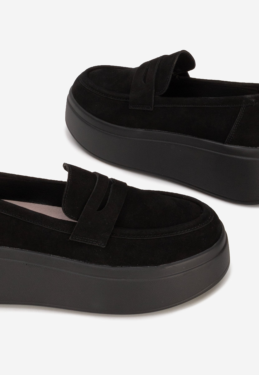 Μοκασίνια με πλατφόρμα Herminia μαύρα