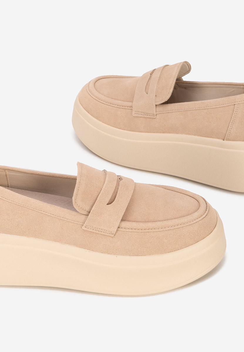 Μοκασίνια με πλατφόρμα Herminia μπεζ