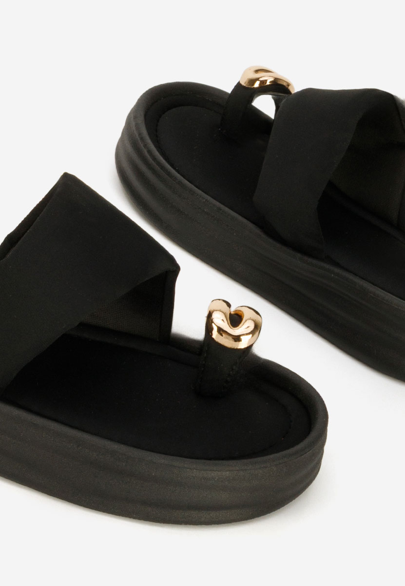 Παντόφλες με πλατφόρμα Alezzia μαύρα