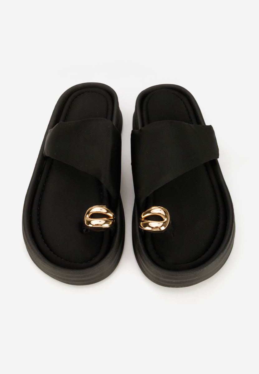 Παντόφλες με πλατφόρμα Alezzia μαύρα