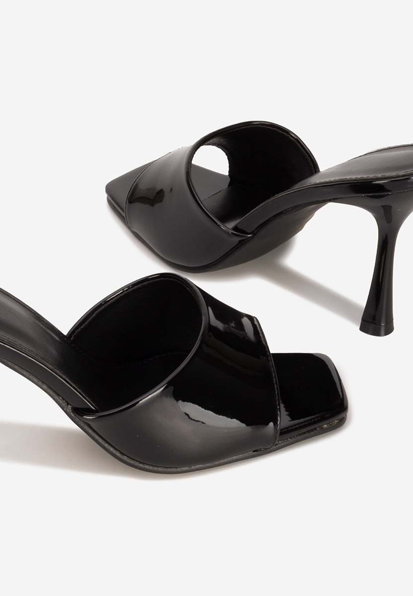 Mule με τακούνι Eliseia μαύρα