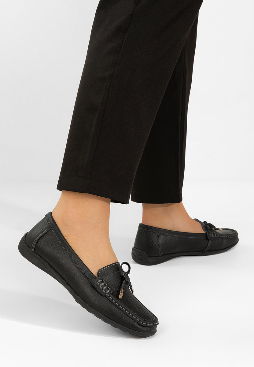 Μοκασίνια γυναικεια δερματινα Nemesia μαύρα