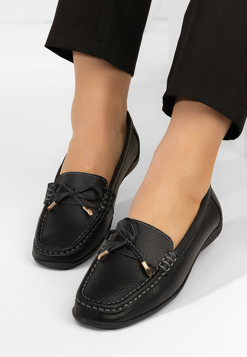 Μοκασίνια γυναικεια δερματινα Nemesia μαύρα