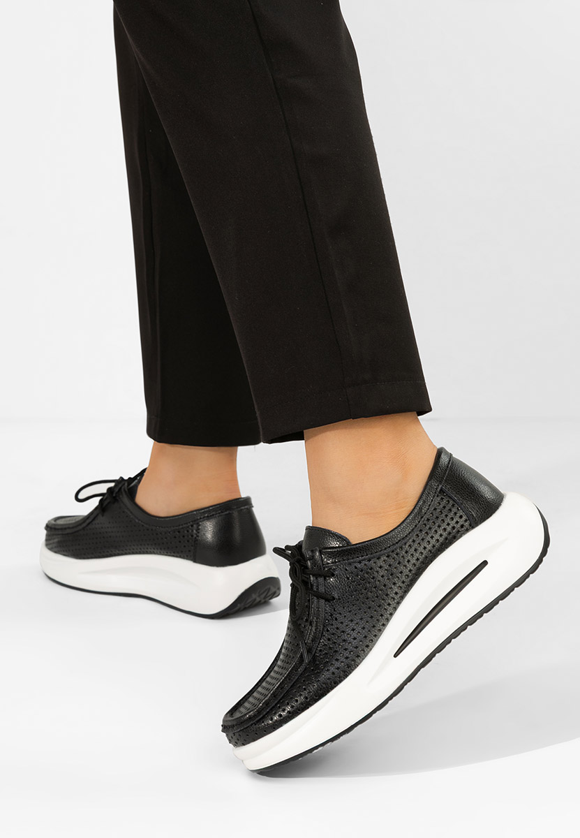 Μοκασίνια γυναικεια δερματινα Eveliana μαύρα