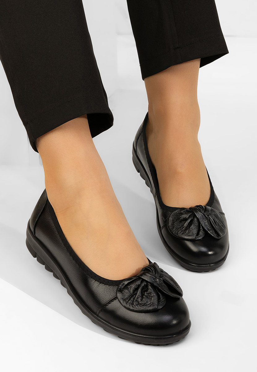 Μπαλαρίνες δερματινεσ Giuliena μαύρα