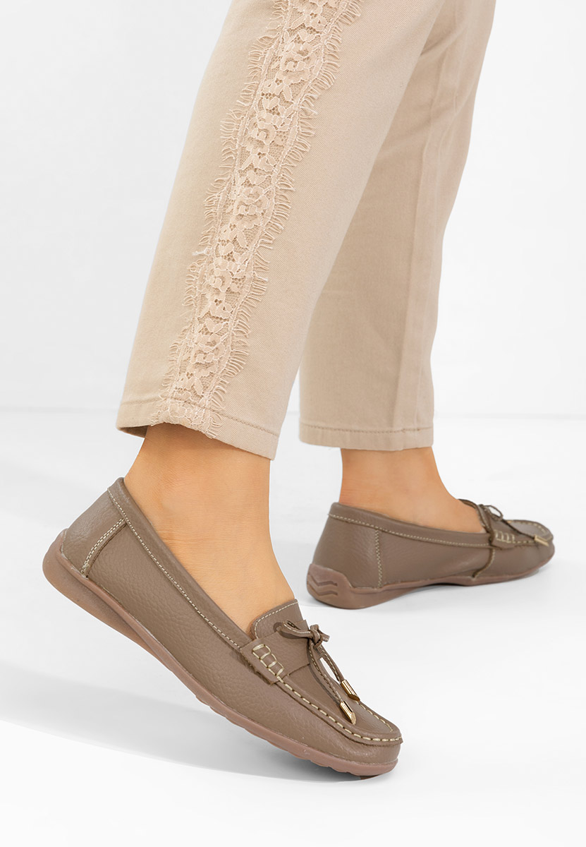 Μοκασίνια γυναικεια δερματινα Nemesia χακι