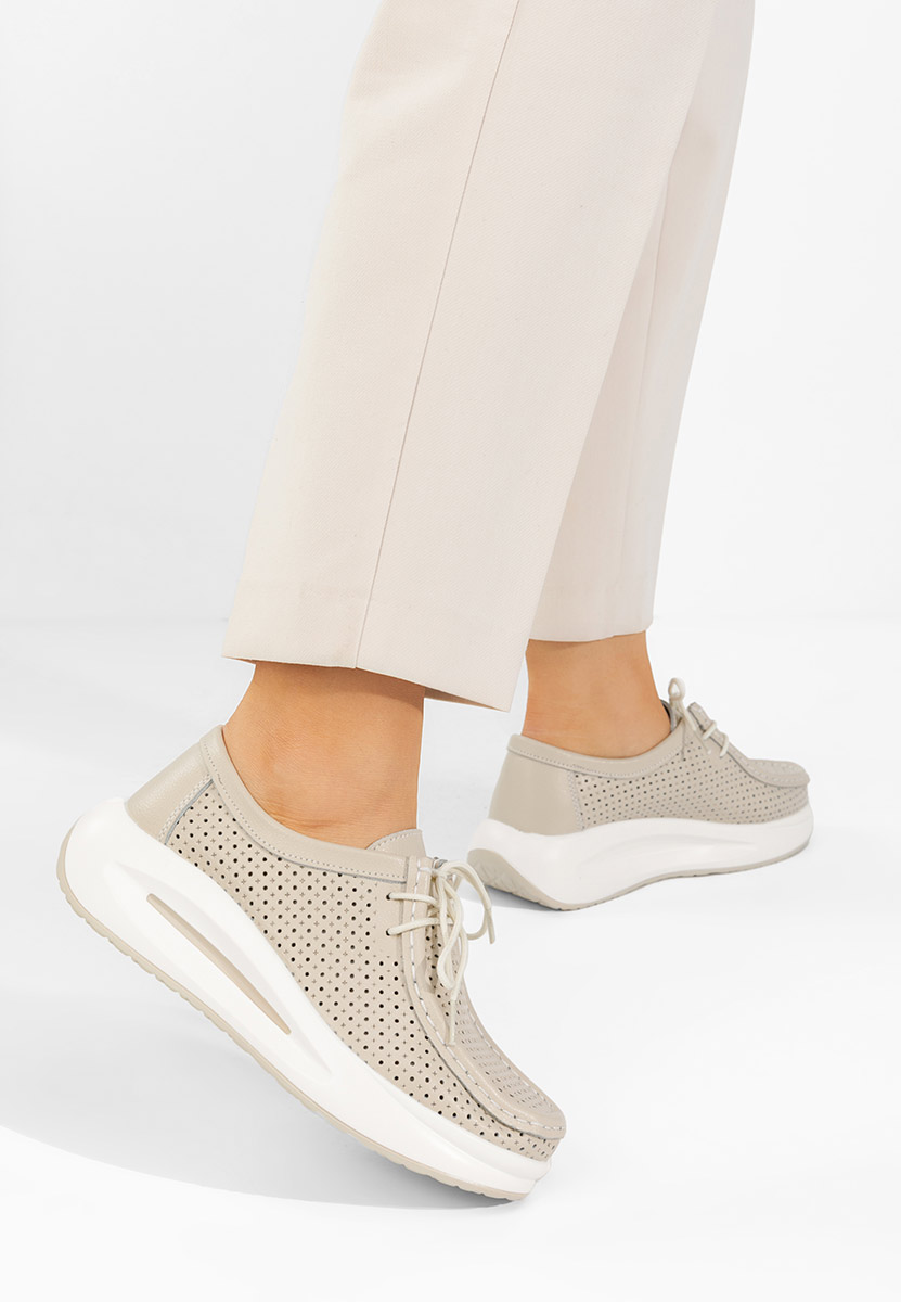 Μοκασίνια γυναικεια δερματινα Eveliana μπεζ