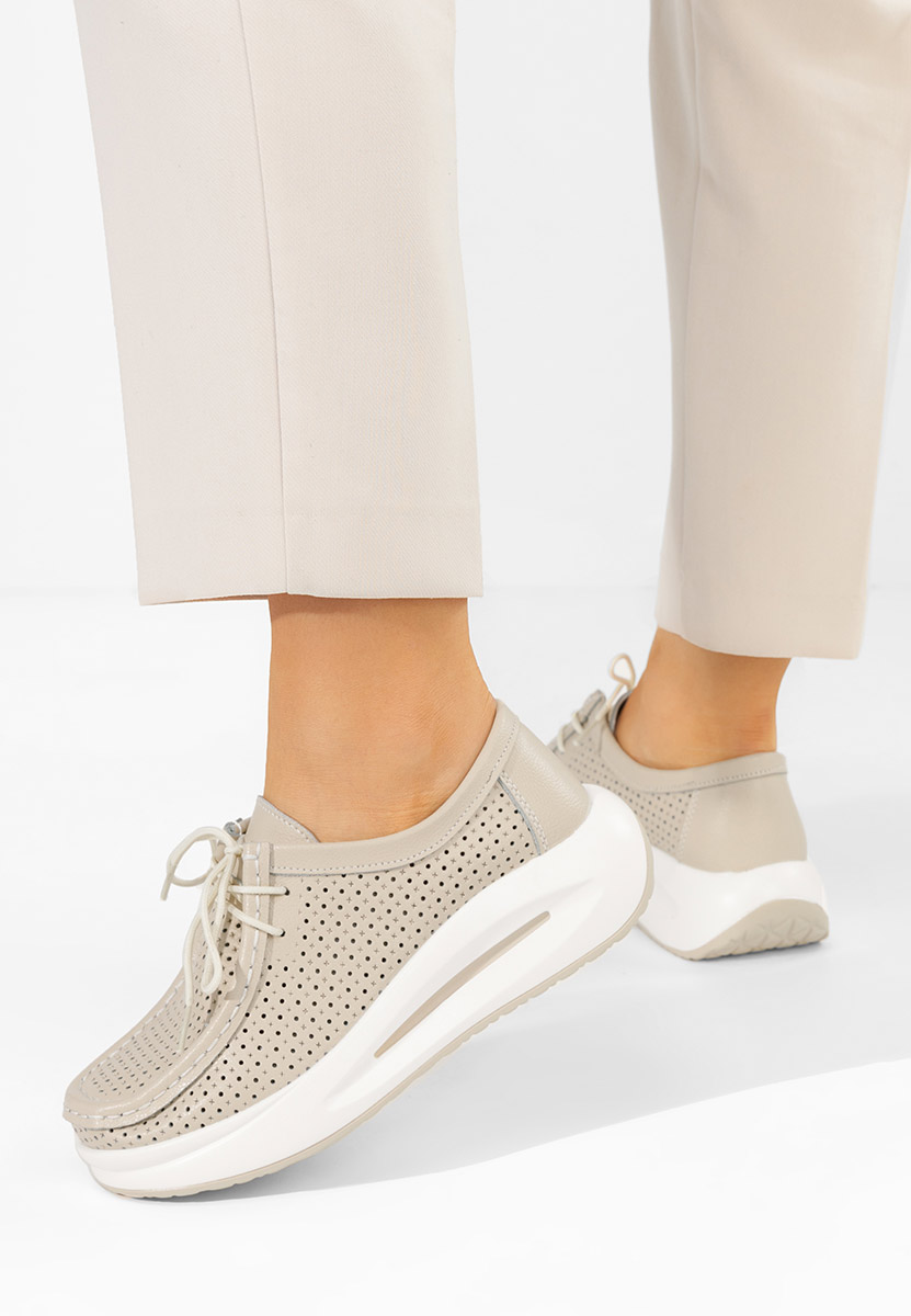 Μοκασίνια γυναικεια δερματινα Eveliana μπεζ