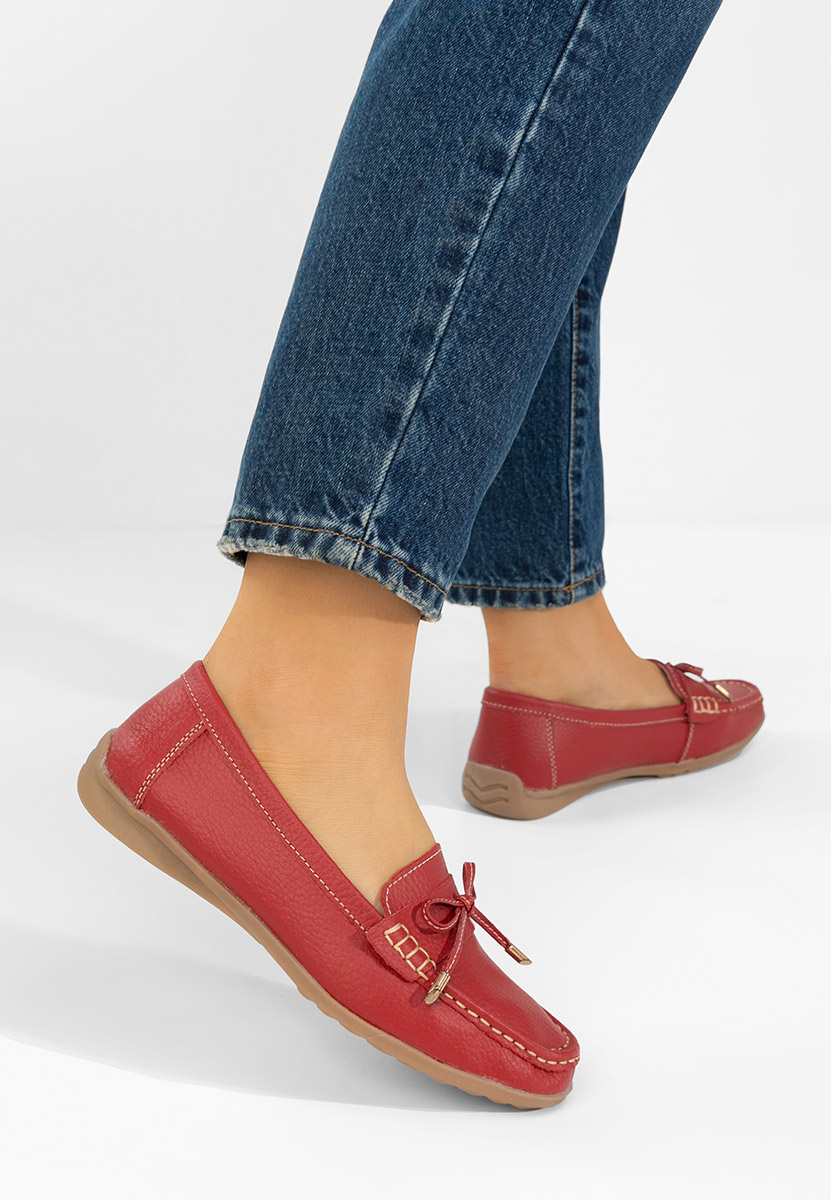 Μοκασίνια γυναικεια δερματινα Nemesia κοκκινο