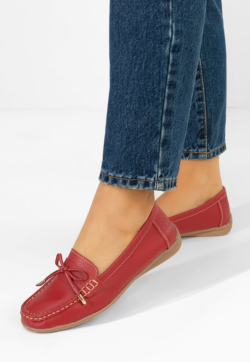 Μοκασίνια γυναικεια δερματινα Nemesia κοκκινο