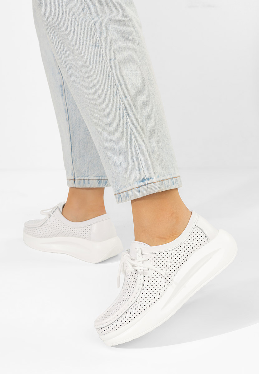 Μοκασίνια γυναικεια δερματινα Eveliana λευκά