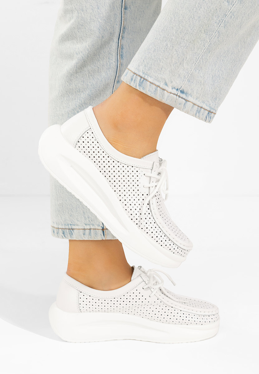 Μοκασίνια γυναικεια δερματινα Eveliana λευκά