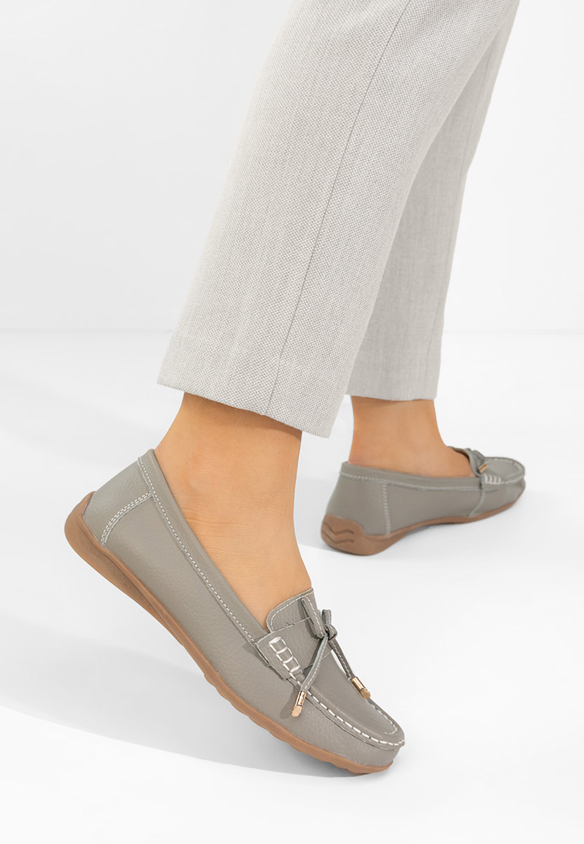 Μοκασίνια γυναικεια δερματινα Nemesia γκρι