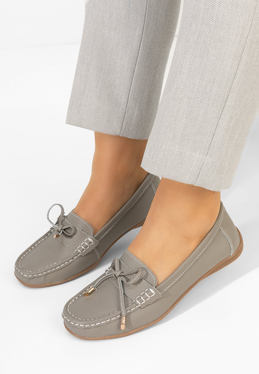 Μοκασίνια γυναικεια δερματινα Nemesia γκρι