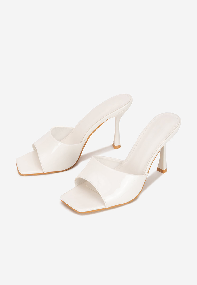 Mule με τακούνι Eliseia λευκά