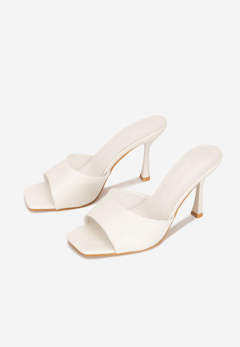 Mule με τακούνι Eliseia V2 λευκά