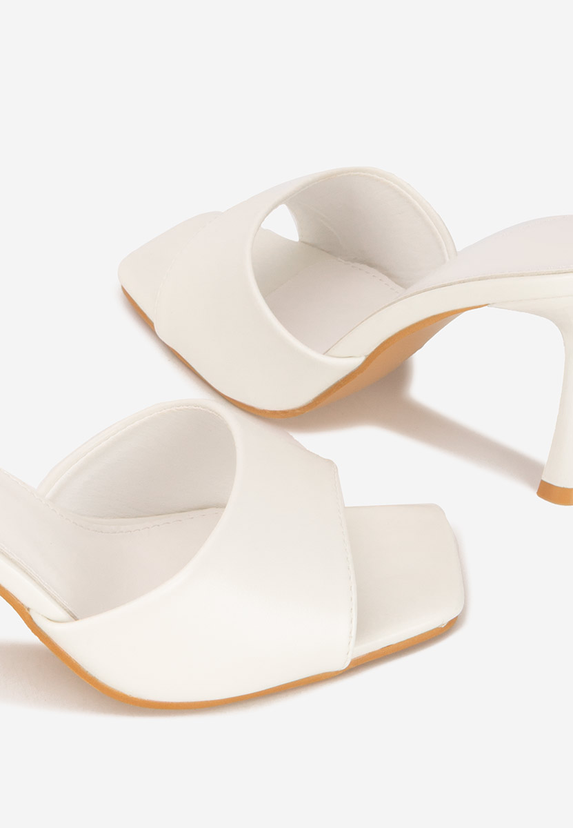 Mule με τακούνι Eliseia V2 λευκά