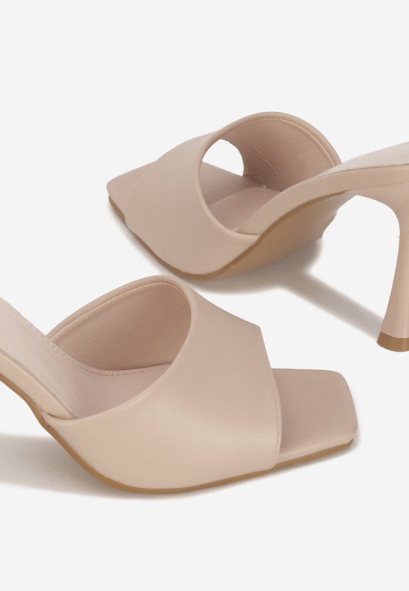 Mule με τακούνι Eliseia V2 μπεζ