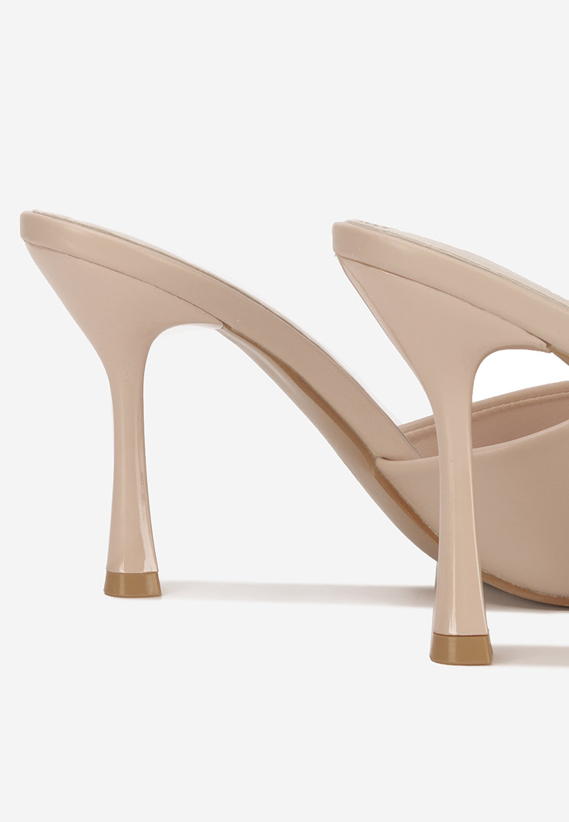 Mule με τακούνι Eliseia V2 μπεζ