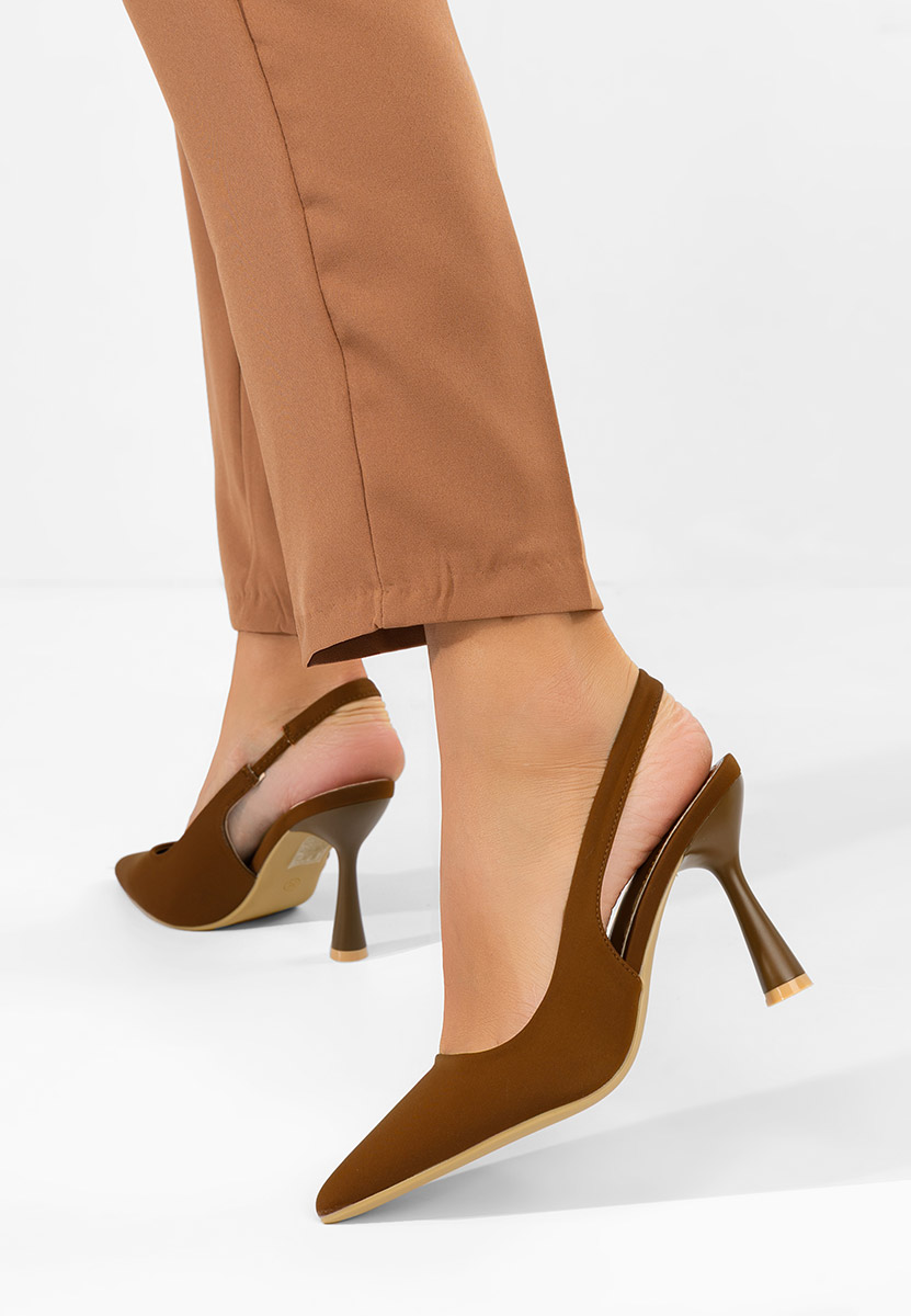 Γόβες slingback Anabela καφε